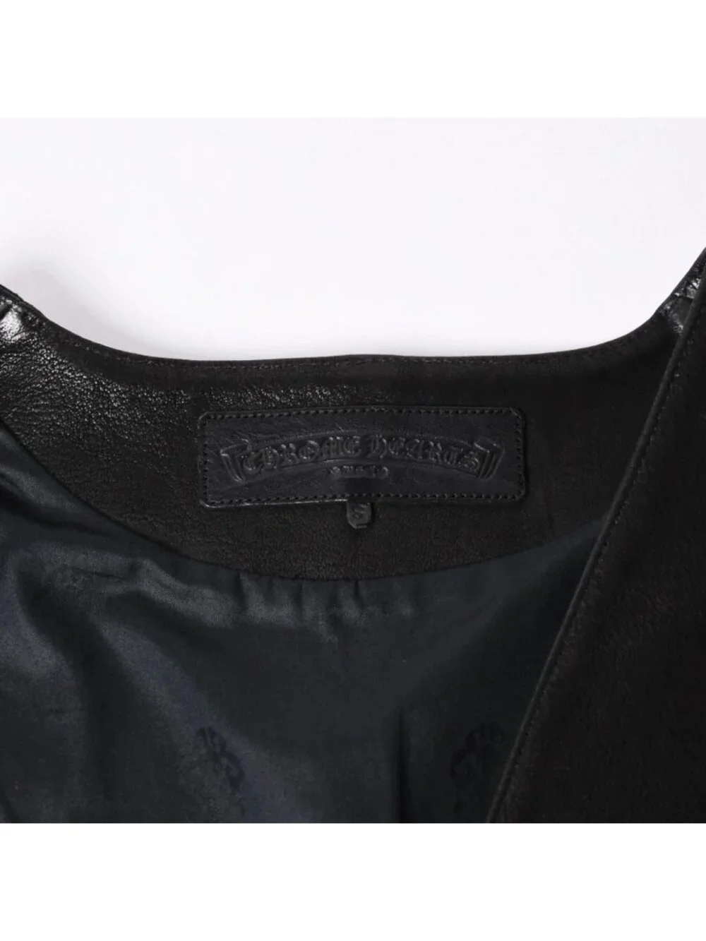 Chrome Hearts Vest Leather Dagger Zip Black Silver